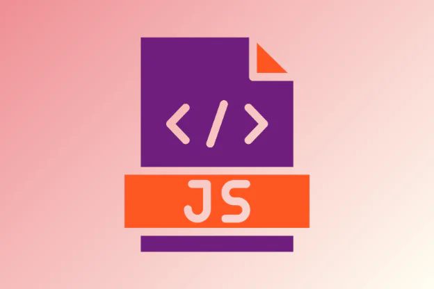 Ikona pliku JavaScript w kolorach fioletu i pomarańczy symbolizująca kodowanie i programowanie.